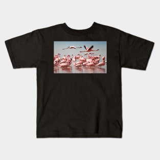 Lesser Flamingos Flypast #1 Kids T-Shirt